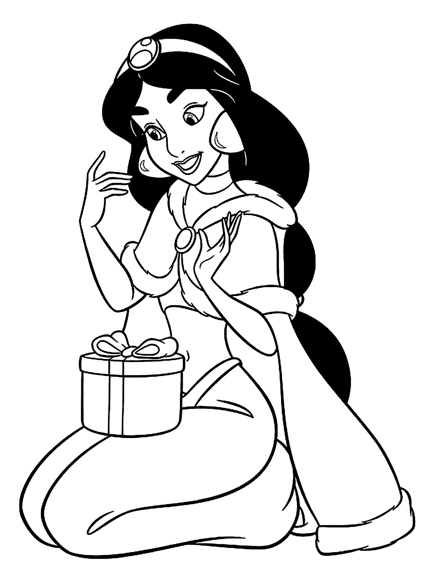 Jasmine And Her Gift Aladdin Coloring Pages