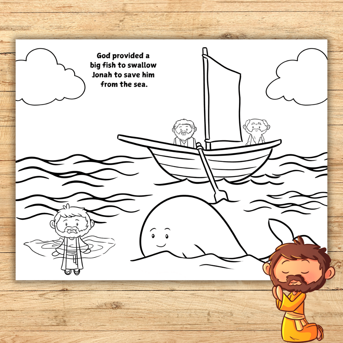 jonah and whale coloring page