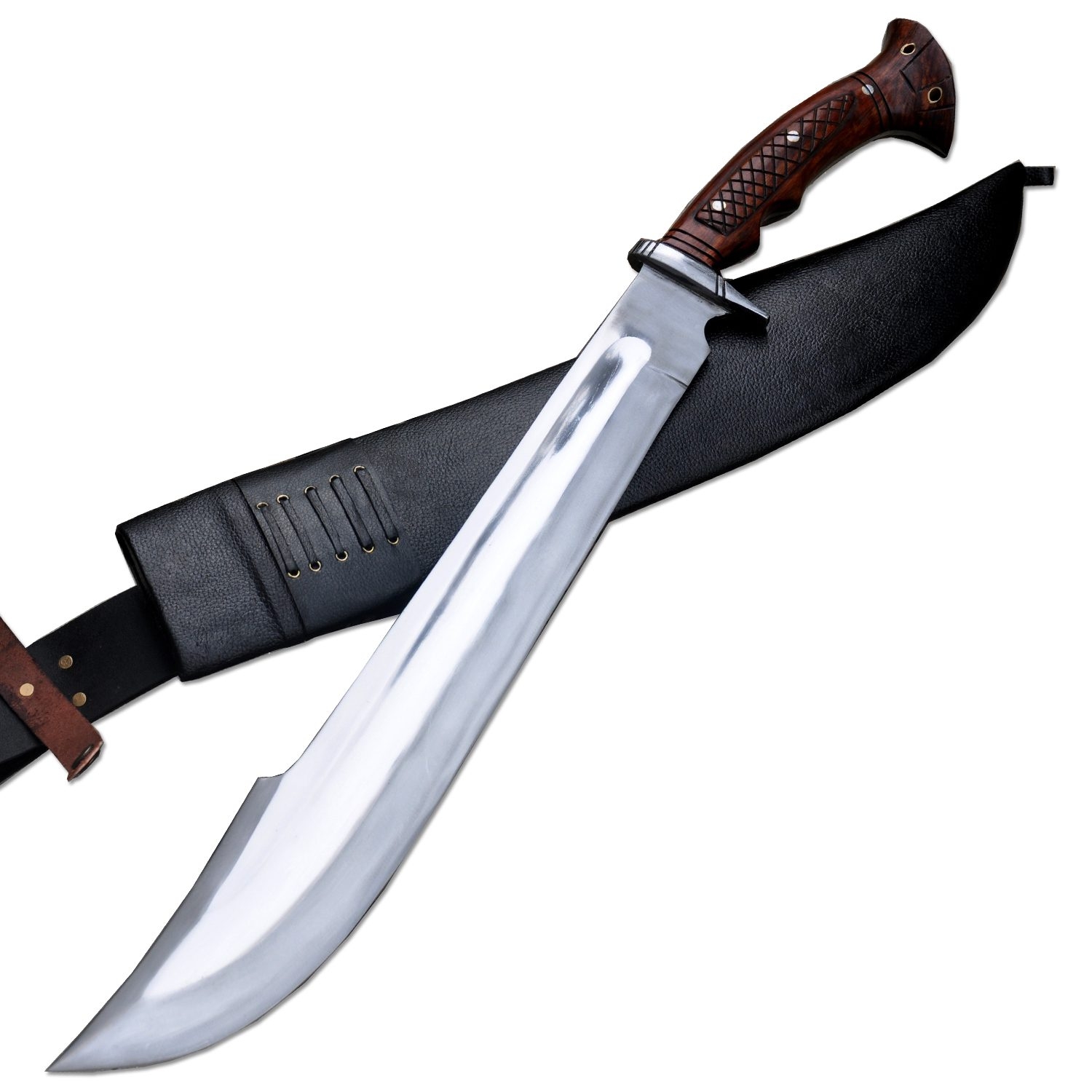 Jungle Machete With Cross Pattern Rosewood Handle