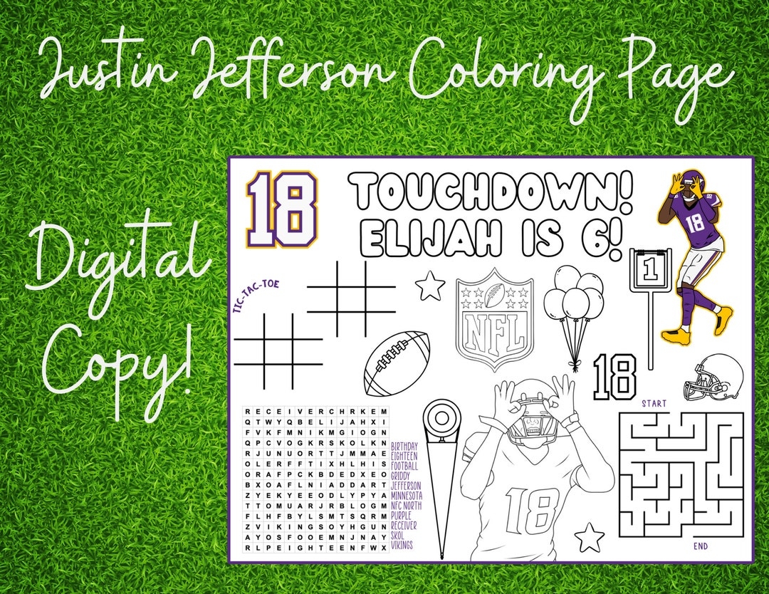 Justin Jefferson Coloring Sheet Etsy