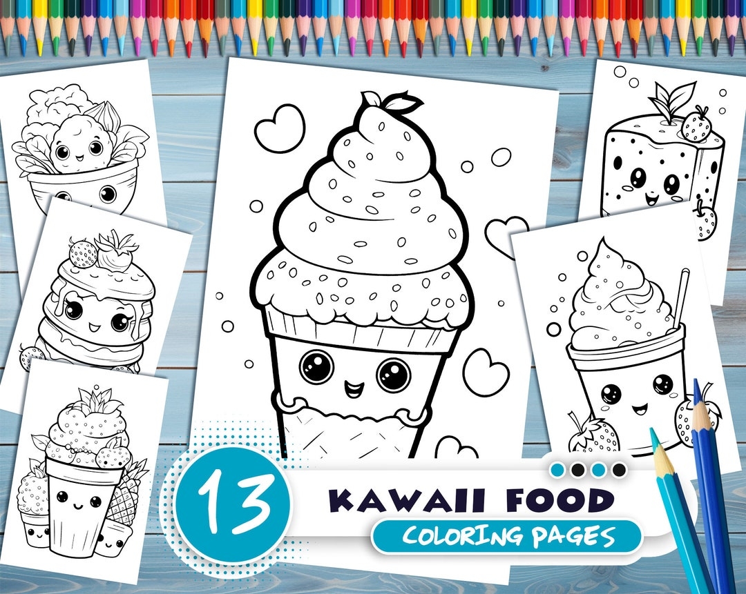 kawaii food coloring pages