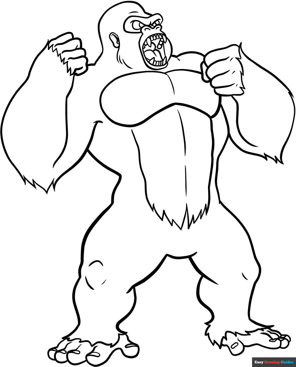 King Kong Coloring Page Easy Drawing Guides