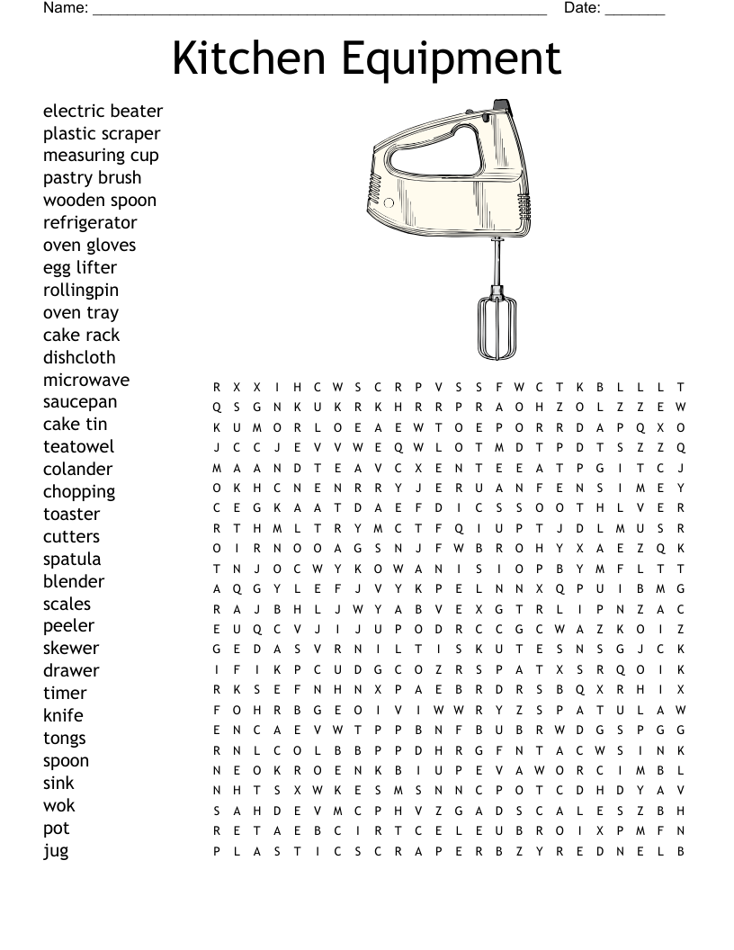 Kitchen Gadgets Word Search WordMint