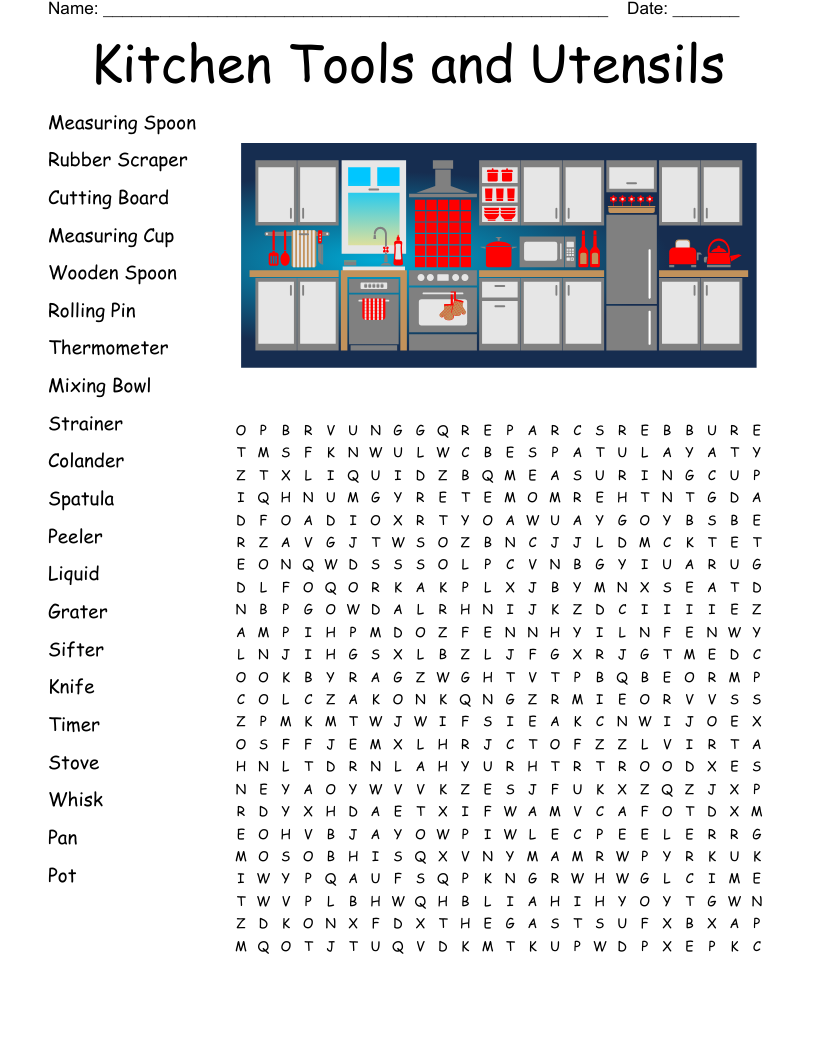 Kitchen Gadgets Word Search WordMint