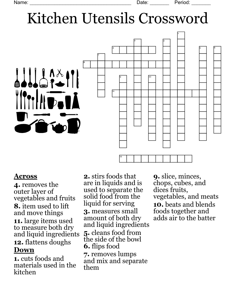 Kitchen Utensils Crossword WordMint