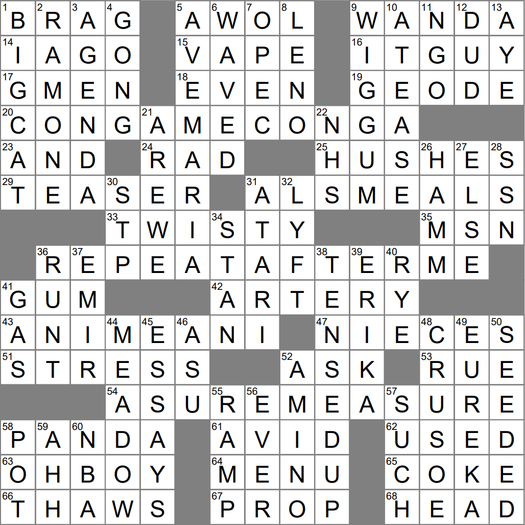 LA Times Crossword 2 Mar 23 Thursday LAXCrossword