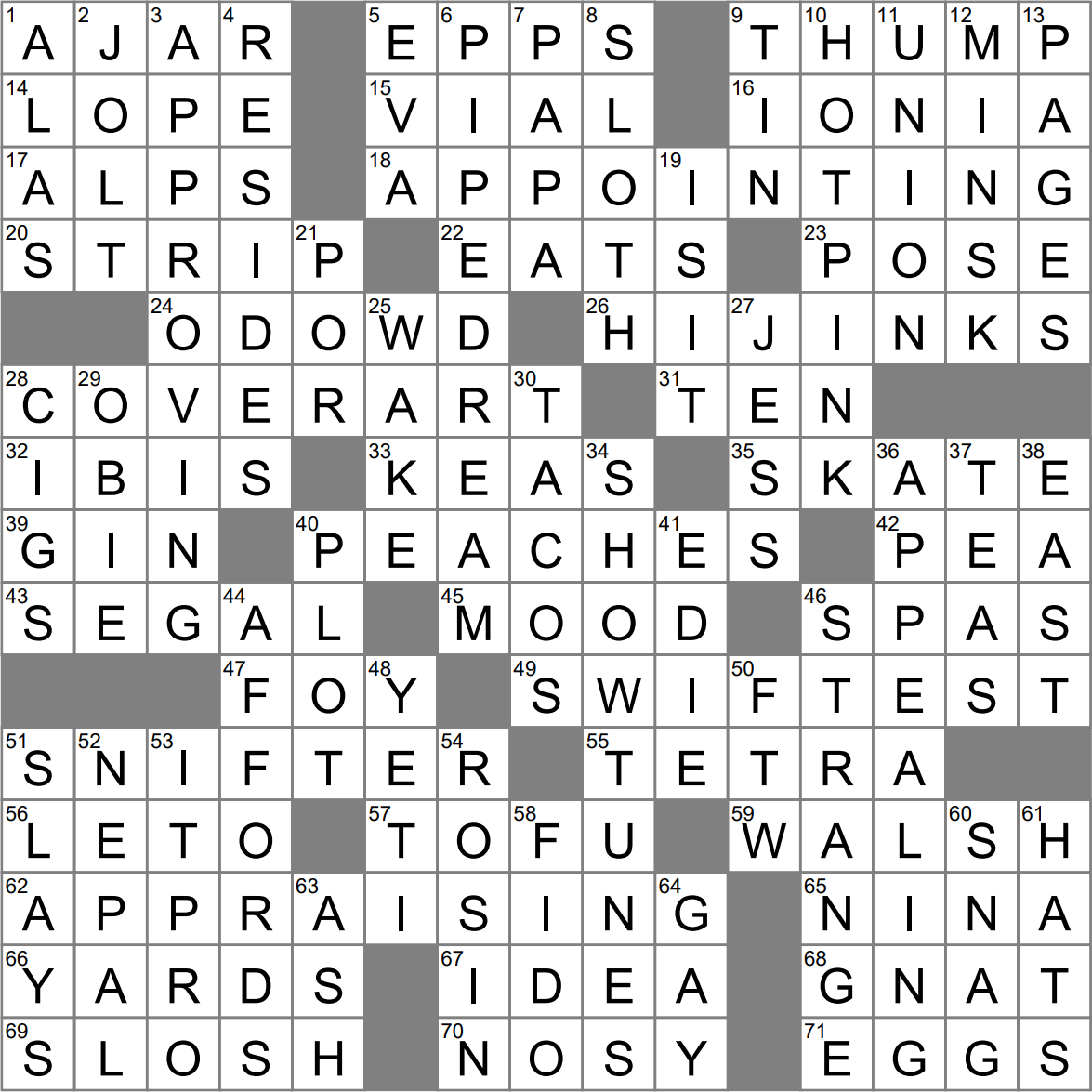 LAXCrossword Answers To The Los Angeles Times Crossword