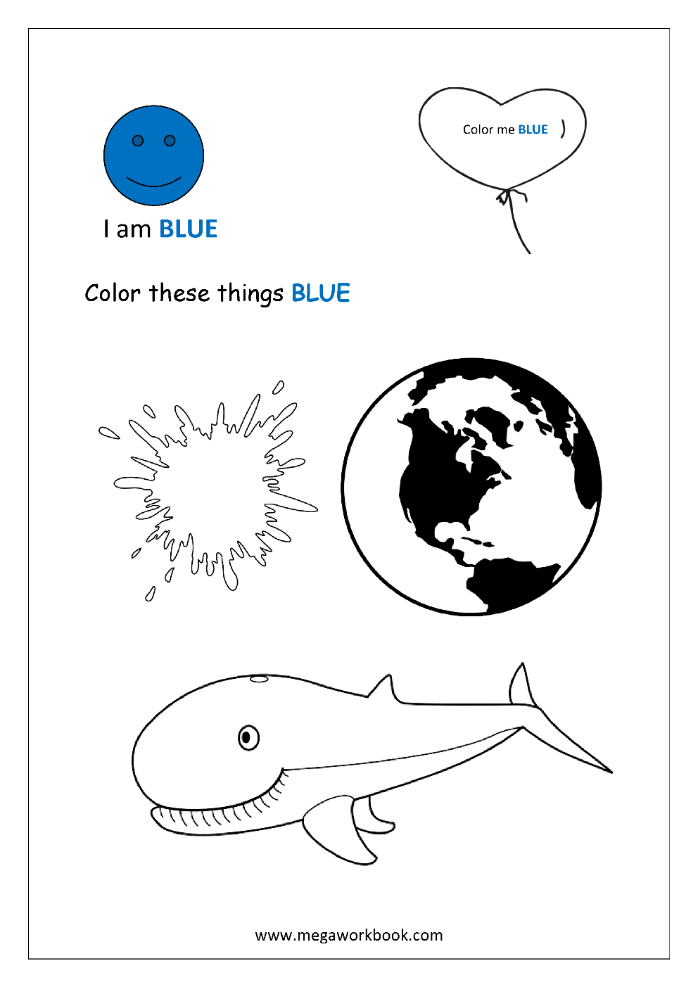 Learn Colors Red Coloring Pages Blue Coloring Pages Yellow Coloring Pages Green Coloring Pages Black White Brown Gray Purple Orange Pink Colors Coloring Pages MegaWorkbook