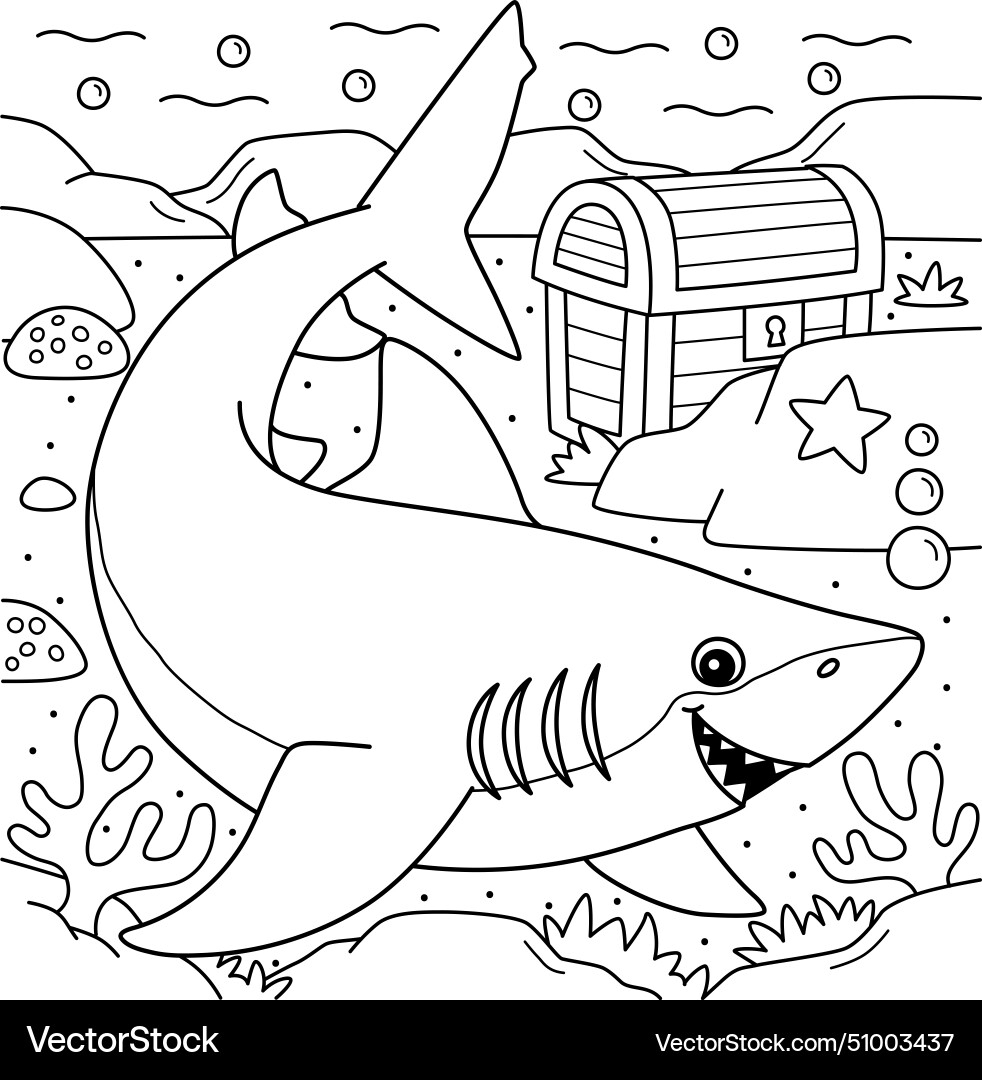 Lemon Shark Coloring Page For Kids Royalty Free Vector VectorStock