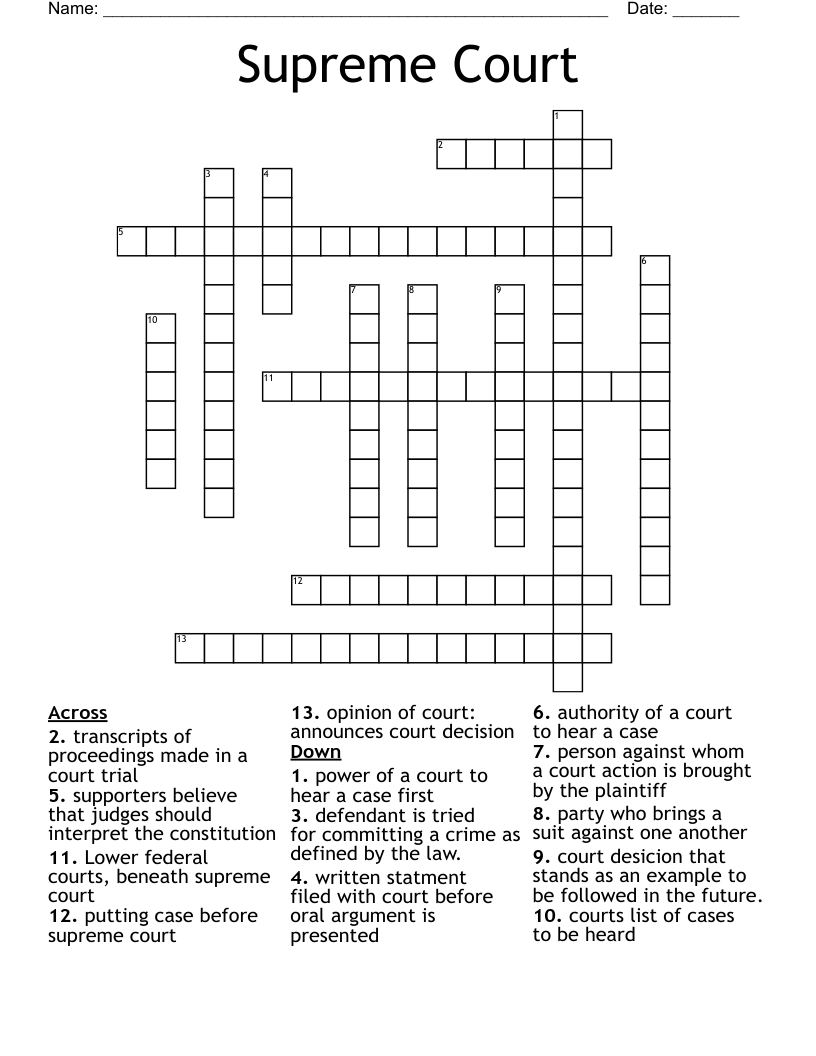 Lesson First Name On Supreme Court Crossword Clue Nyt Crossword Answer First Name In Supreme Court