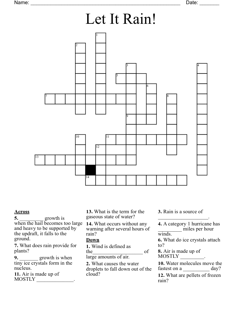 Let It Rain Crossword WordMint Let It Rain Crossword WordMint