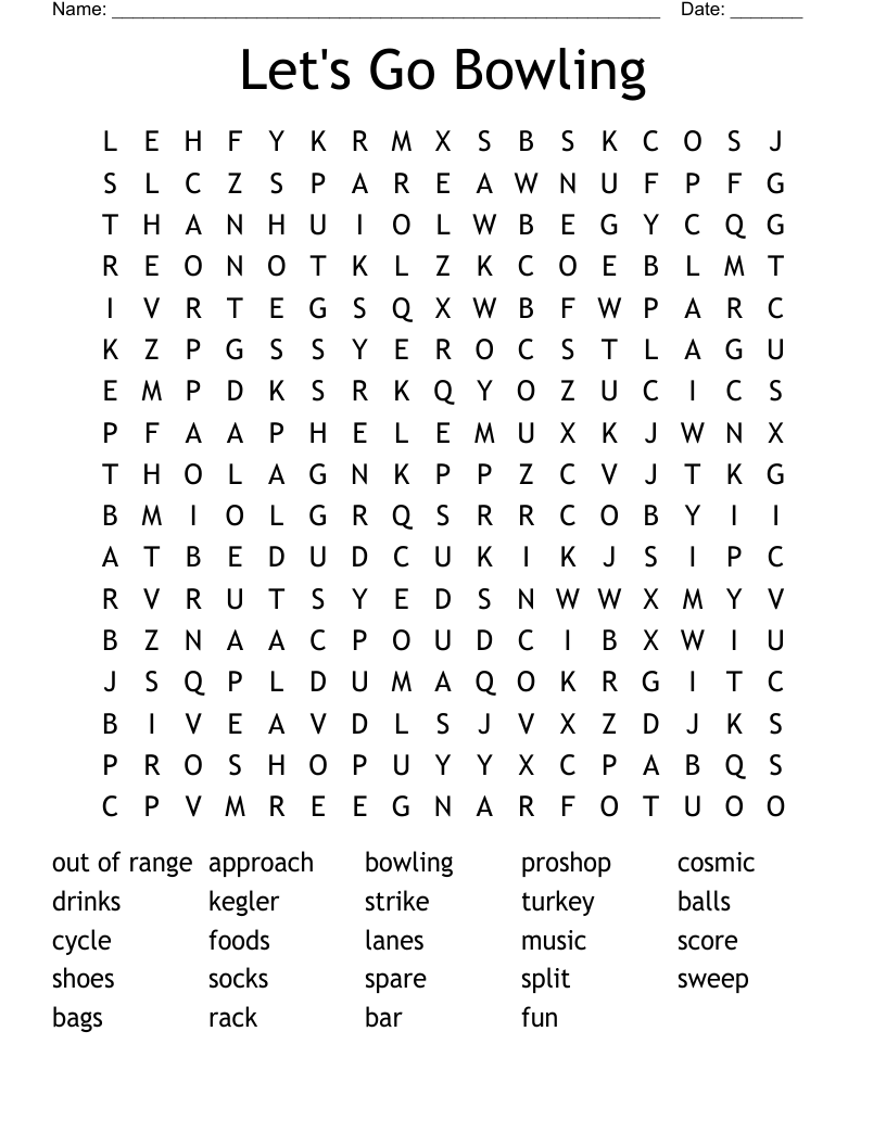 Let s Go Bowling Word Search WordMint
