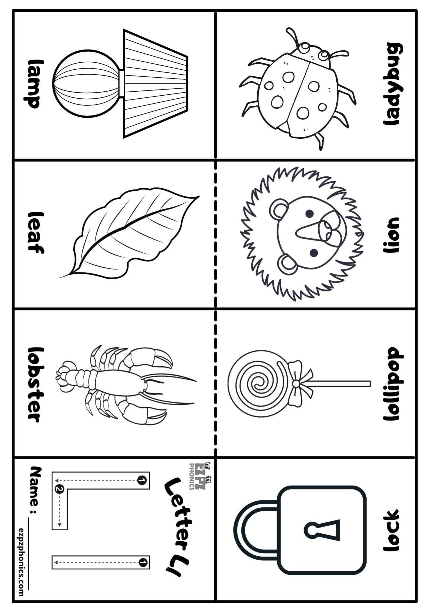 Letter L Mini Coloring Book Free Printable PDF Ezpzphonics