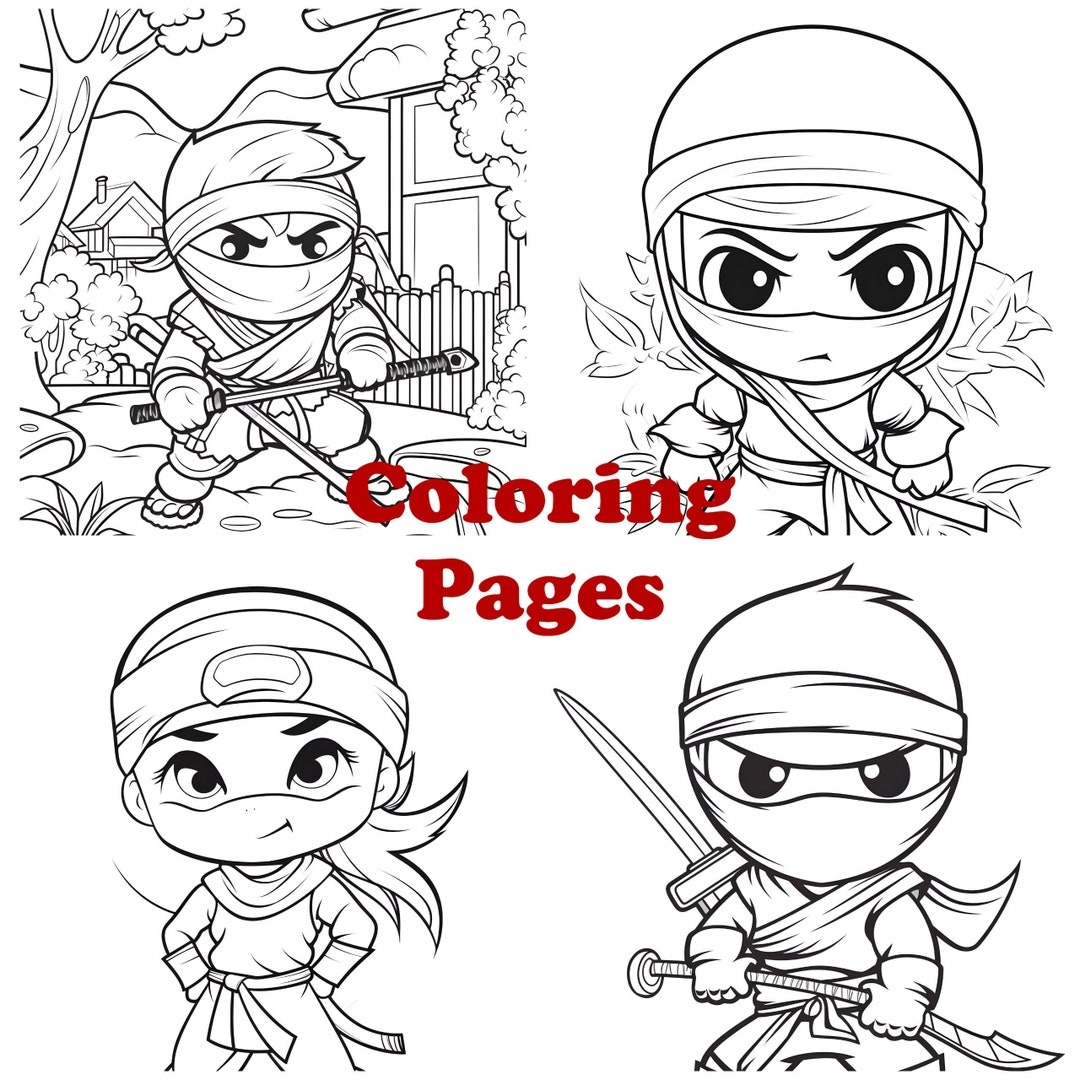 Little Ninja Coloring Pages Cute Ninja Coloring Sheets Ninja Coloring Book Etsy
