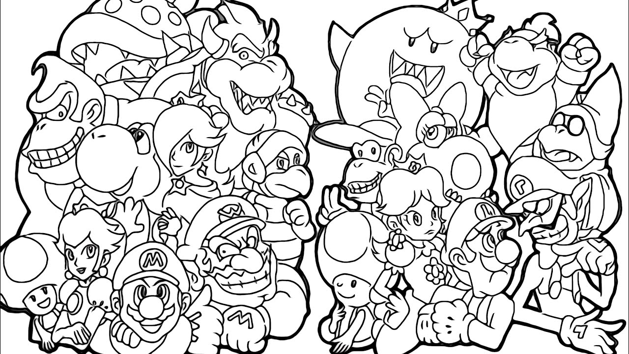 super mario characters coloring pages