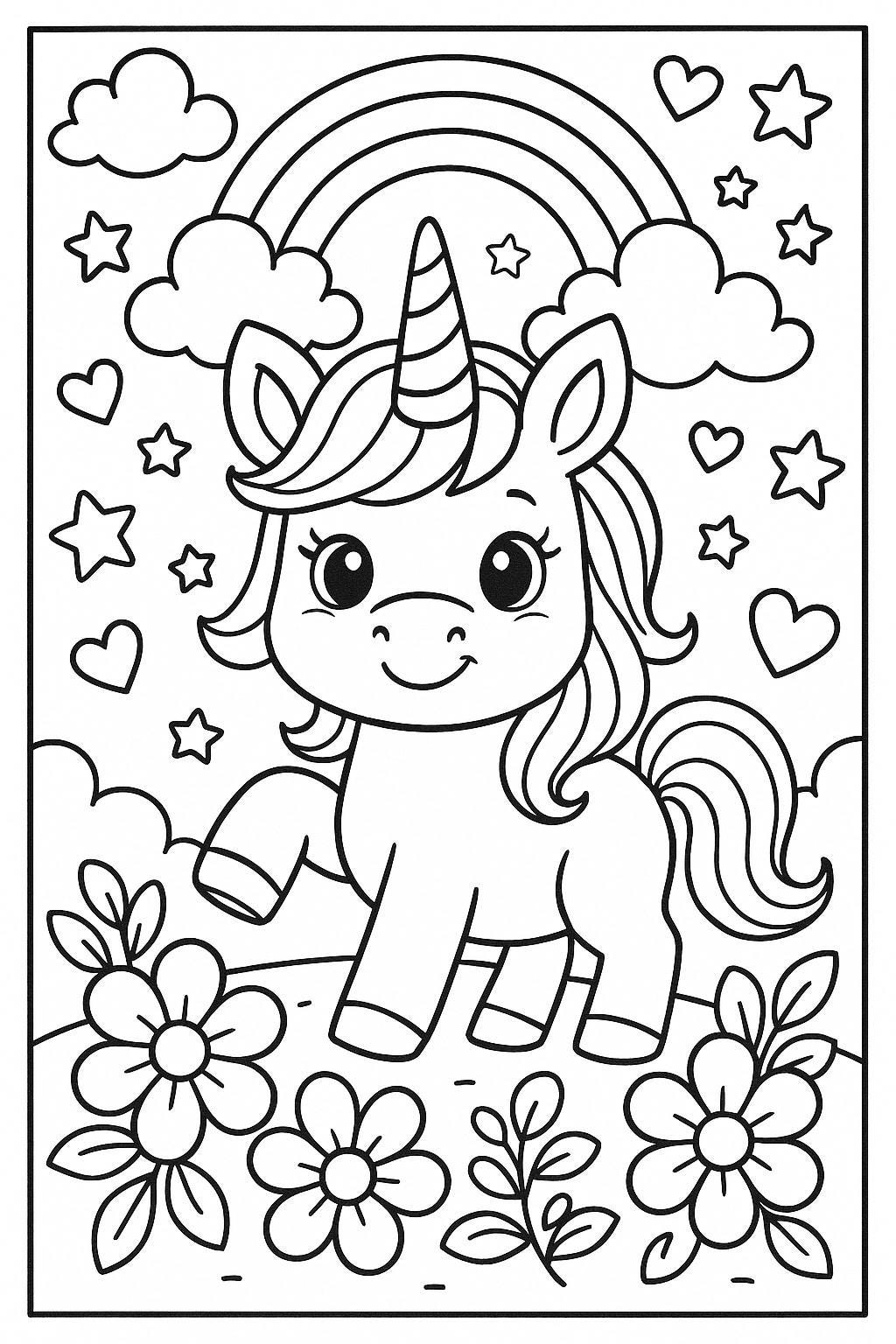 unicorn rainbow coloring pages