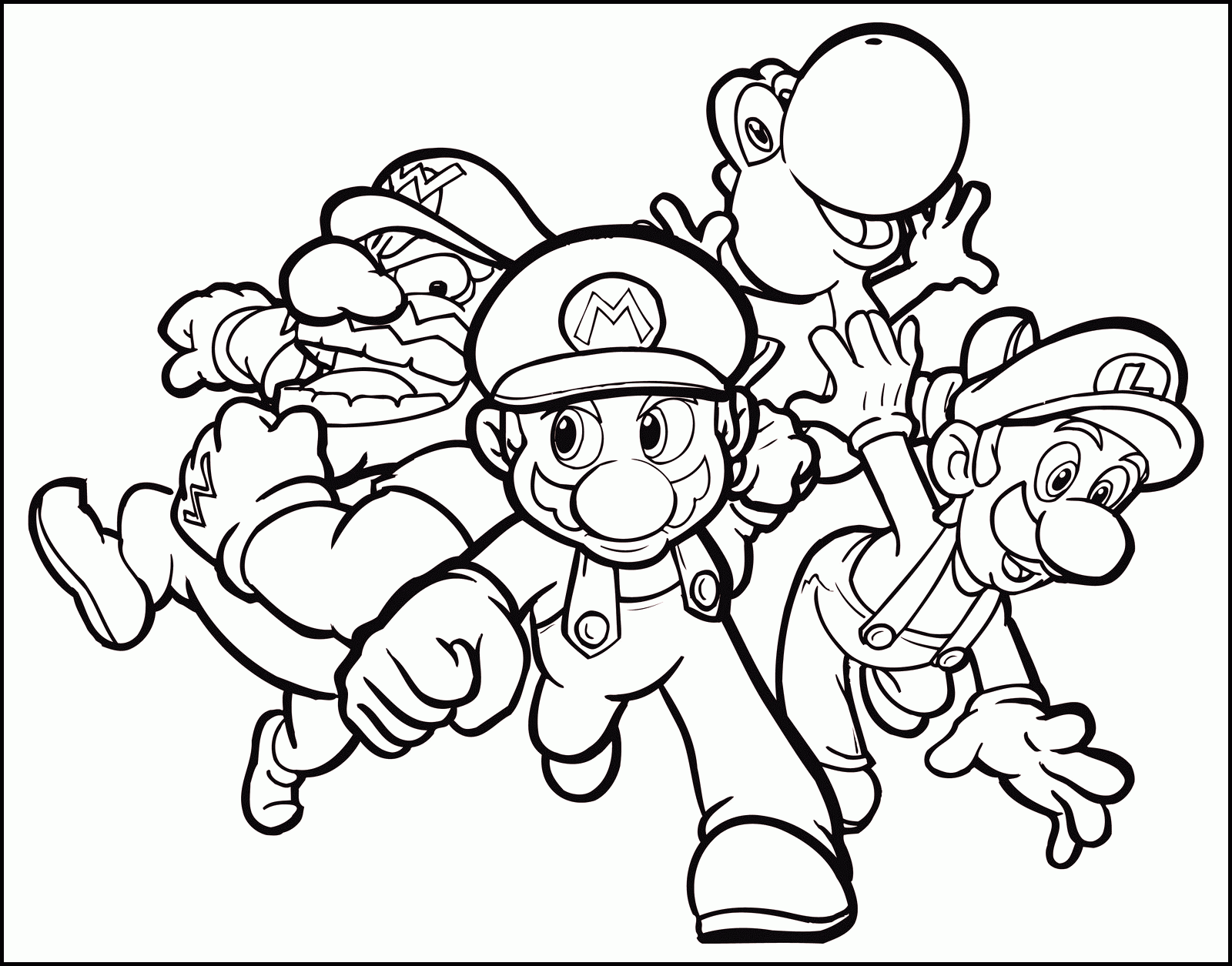 Mario Luigi Wario And Yoshi Super Mario Bros Coloring Pages Mario Luigi Wario And Yoshi Super Mario Bros Coloring Pages