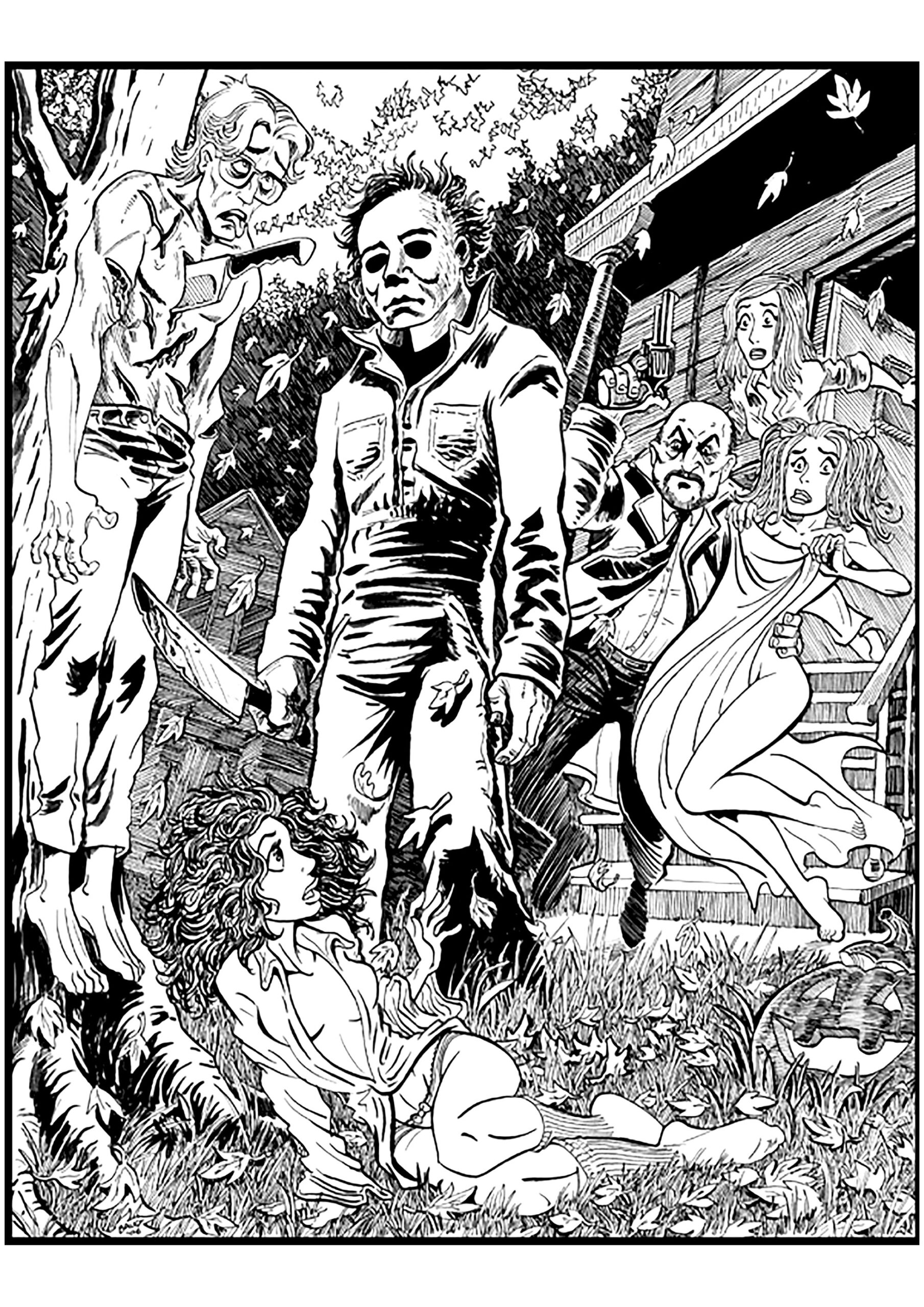 Michael Myers Main Character Of The Halloween Films Halloween Coloring Pages For Adults