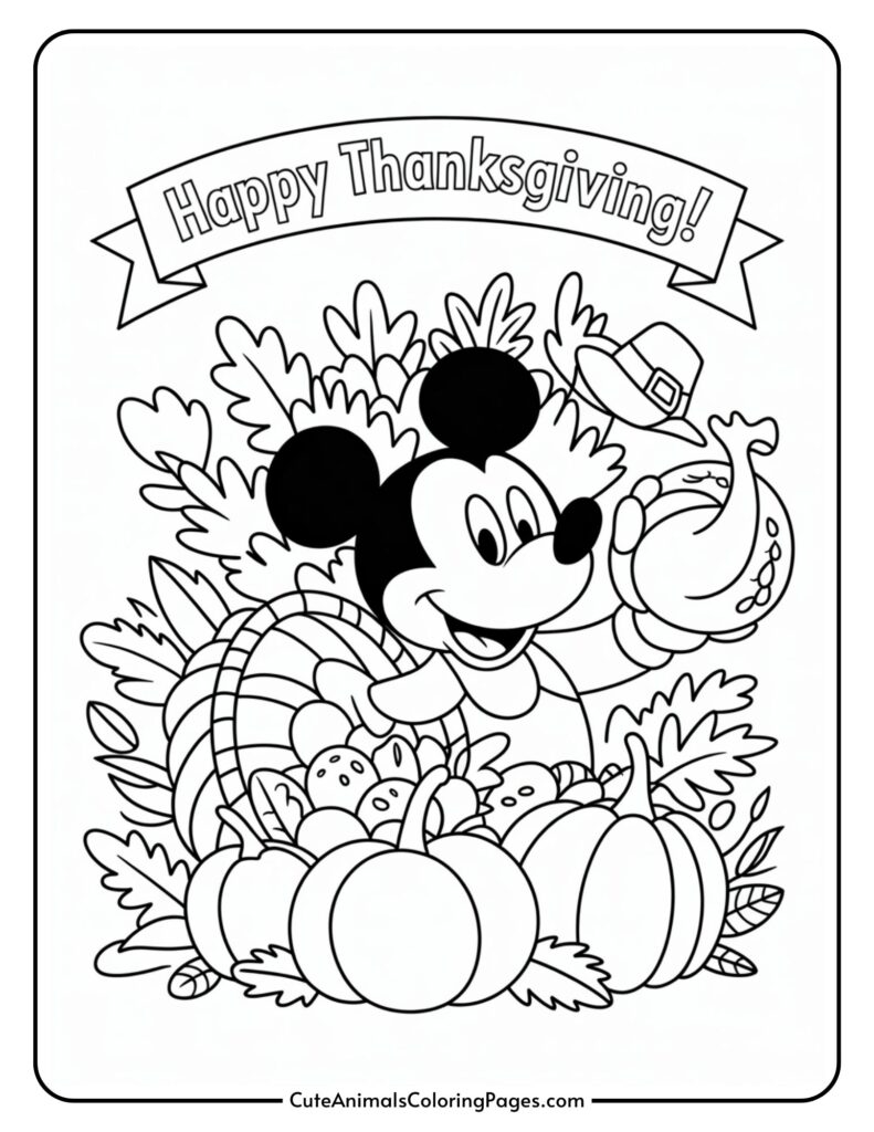 Mickey Mouse Thanksgiving Coloring Page 9 Coloring Sheets Cute Animals Coloring Pages