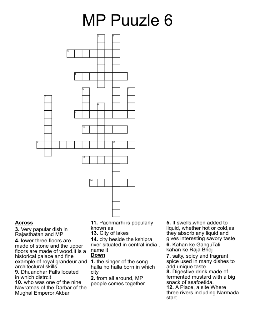 MP Puuzle 6 Crossword WordMint