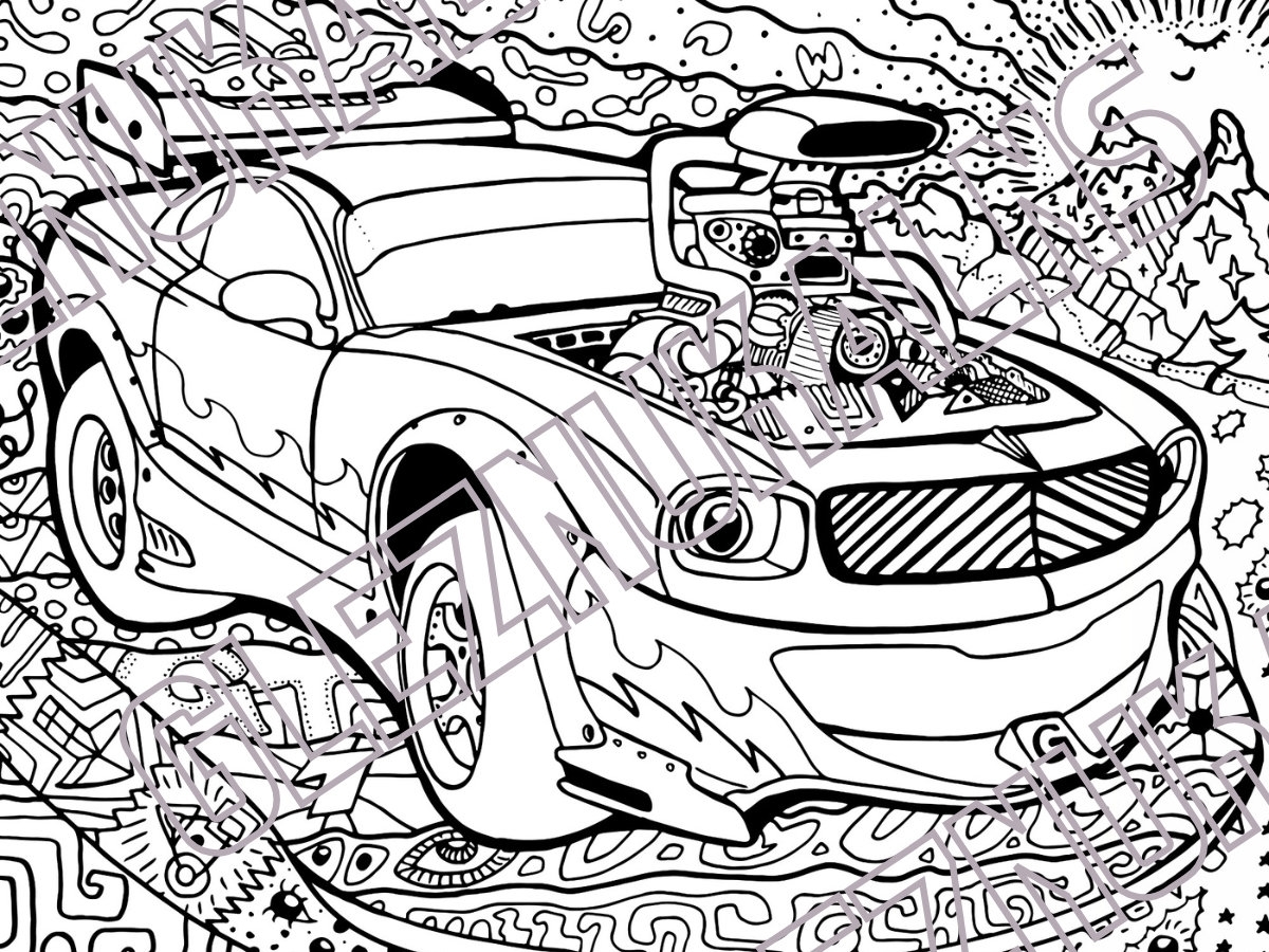 Muscle Car Coloring Pages 33 Hand drawn Designs Digital Download Etsy