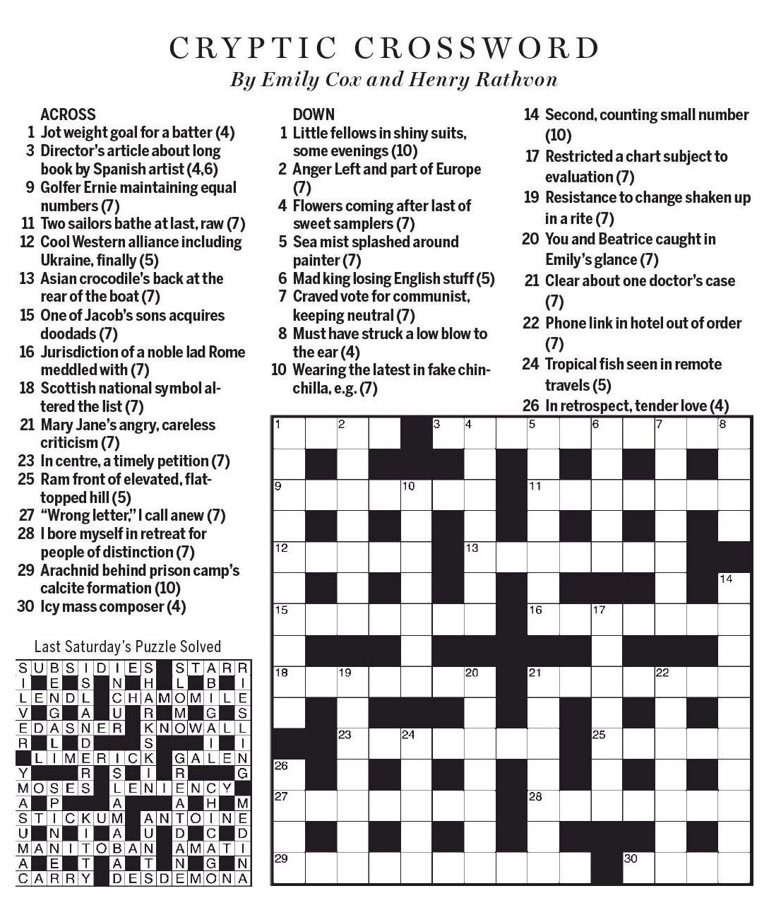 National Post Cryptic Crossword Forum Saturday February 25 2017 Rear Ends