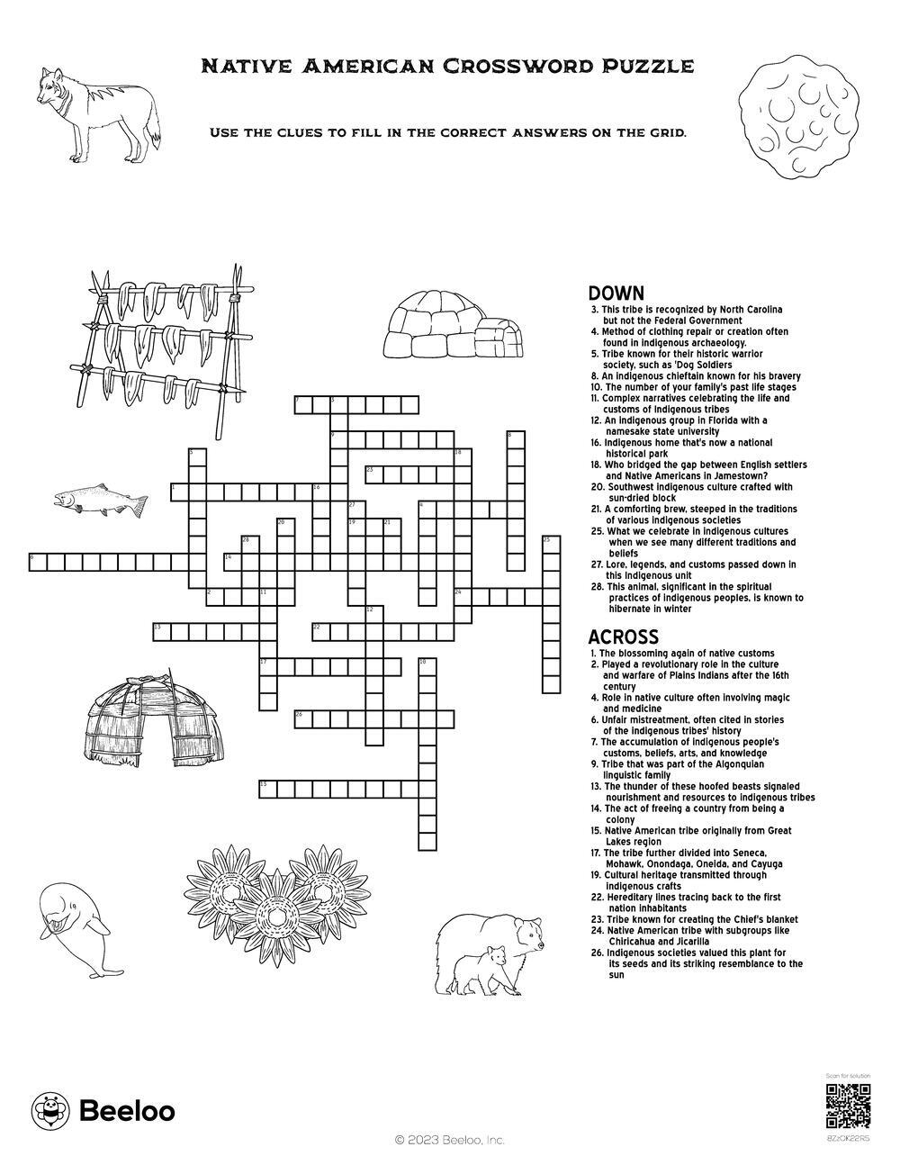 Native American Crossword Puzzle Beeloo Printable Crafts And Activities For Kids Native American Crossword Puzzle Beeloo Printable Crafts And Activities For Kids
