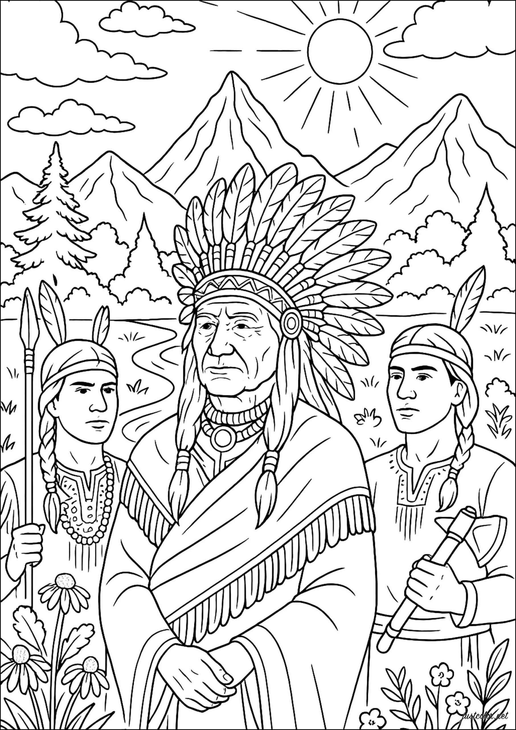 native indian coloring pages