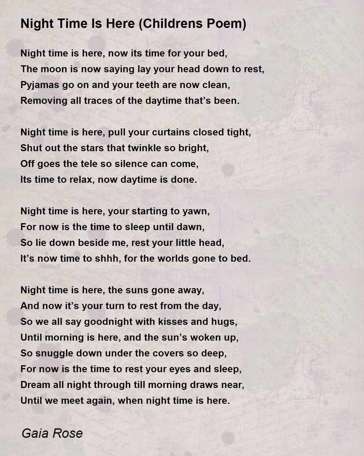 Night Time Is Here Childrens Poem Night Time Is Here Childrens Poem Poem By Gaia Rose