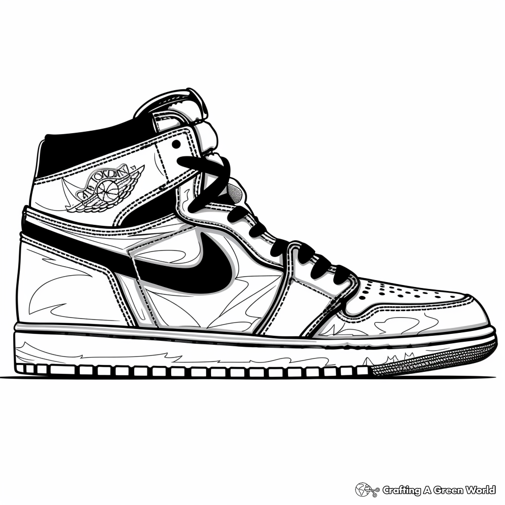 Nike Air Jordan 1 Coloring Pages Free Printable 