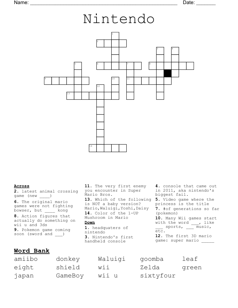 Nintendo Crossword WordMint