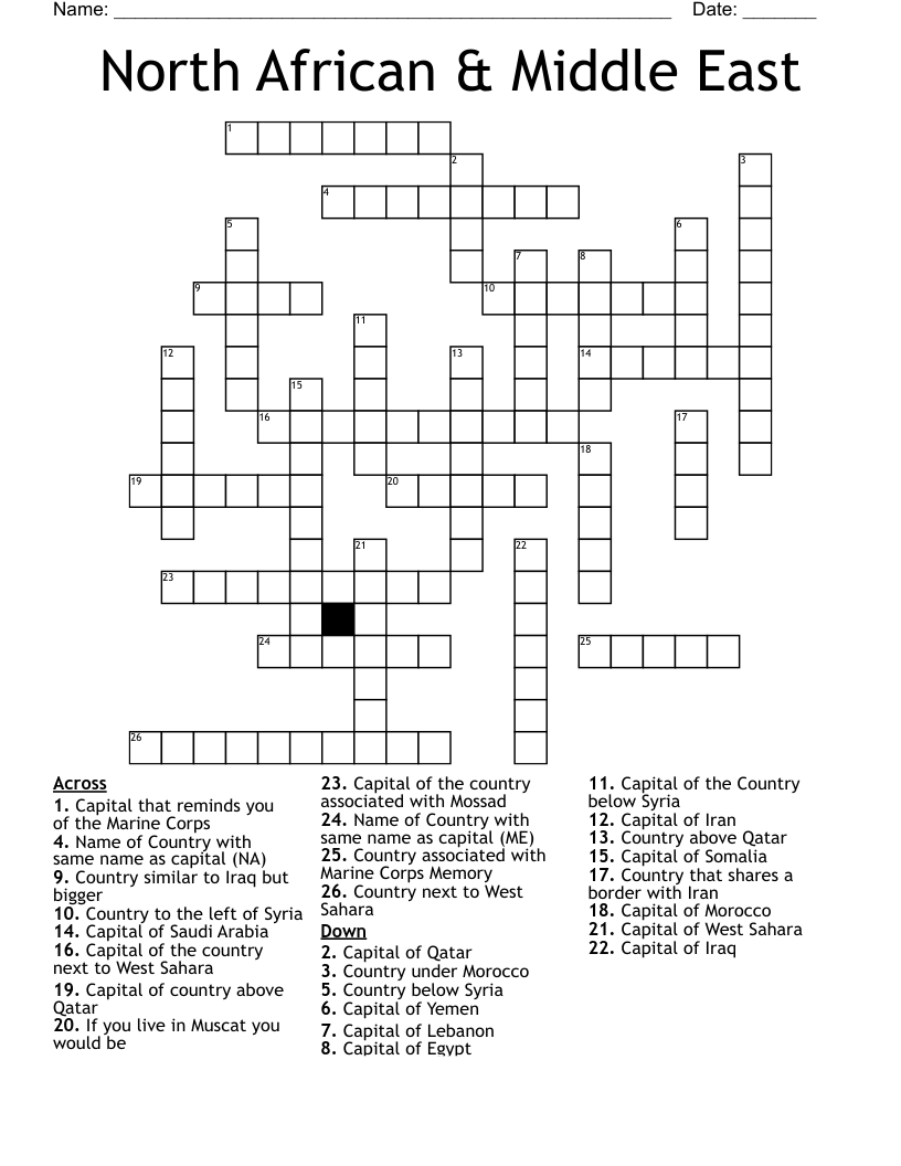 North African Middle East Crossword WordMint