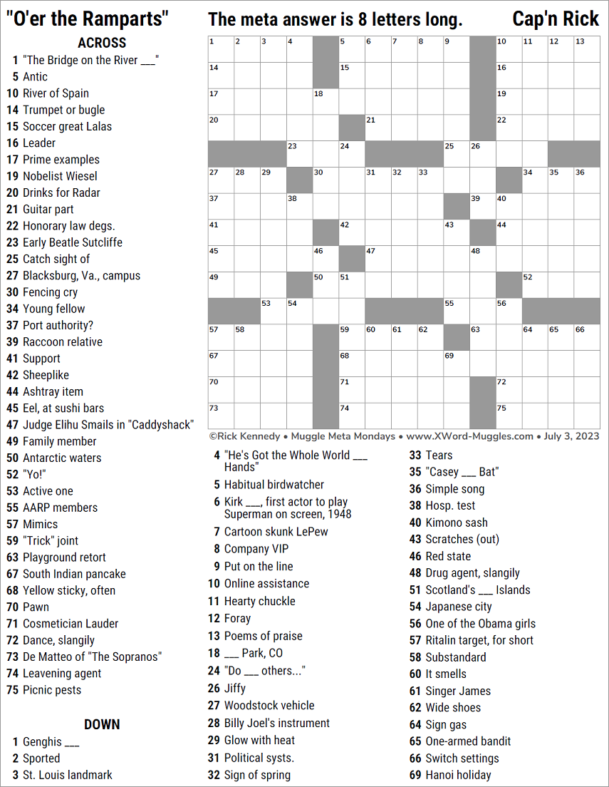 O er The Ramparts XWord Muggles Forum O er The Ramparts XWord Muggles Forum