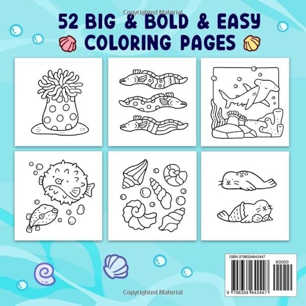 Ocean Scene Coloring Book For Adults And Kids Bold And Easy Designs For Relaxation With Sea Life Bold Easy Coloring Wyo Coco 9798334642447 Amazon Books