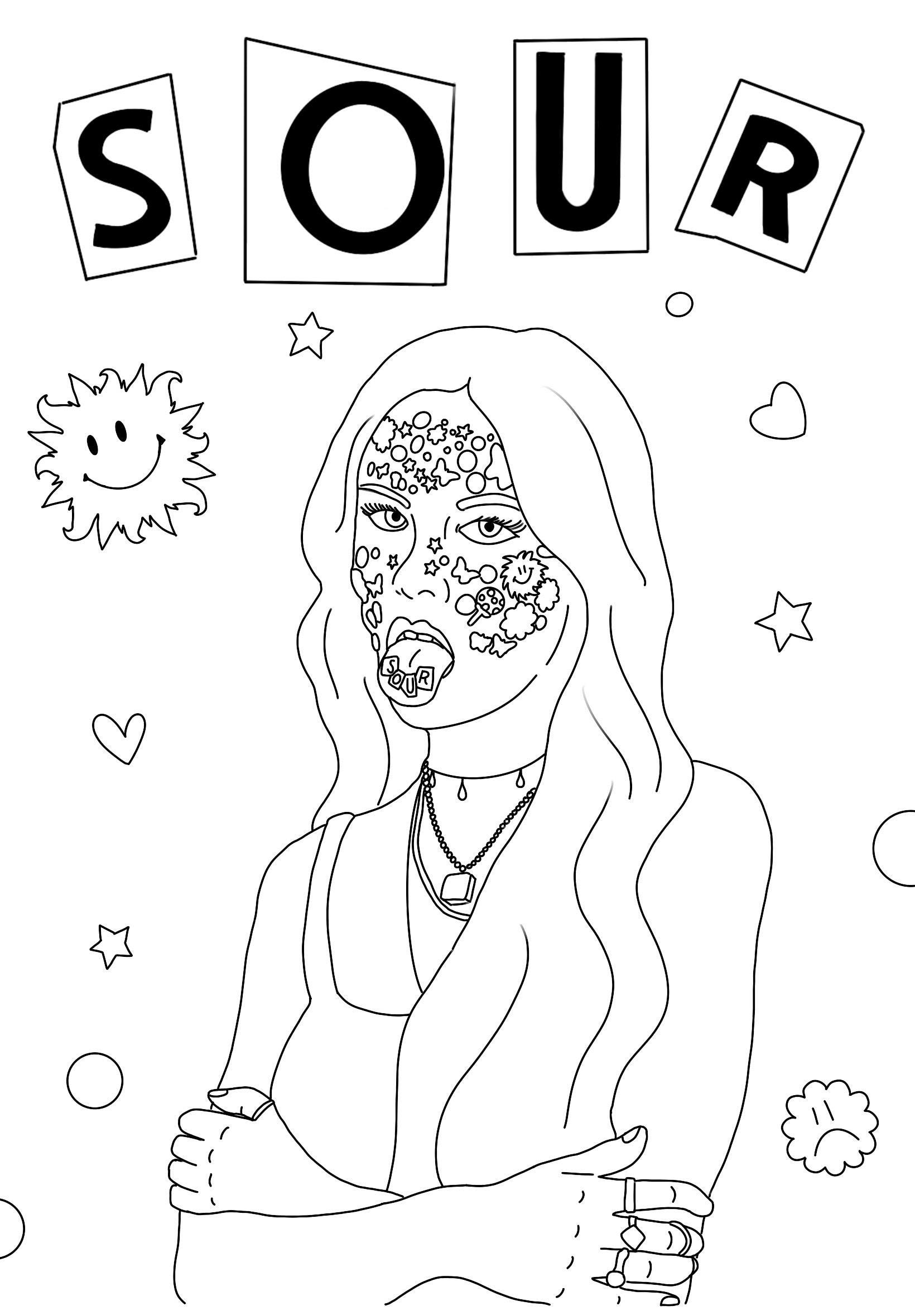Olivia Rodrigo Coloring Page Sour Etsy