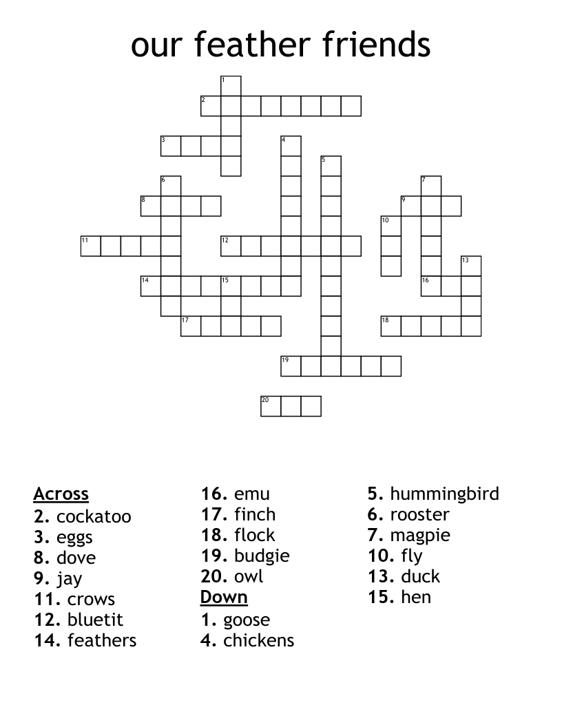 Our Feather Friends Crossword WordMint