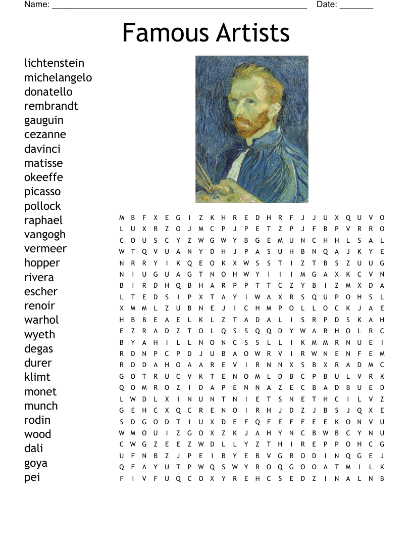 Painting Crosswords Word Searches Bingo Cards WordMint
