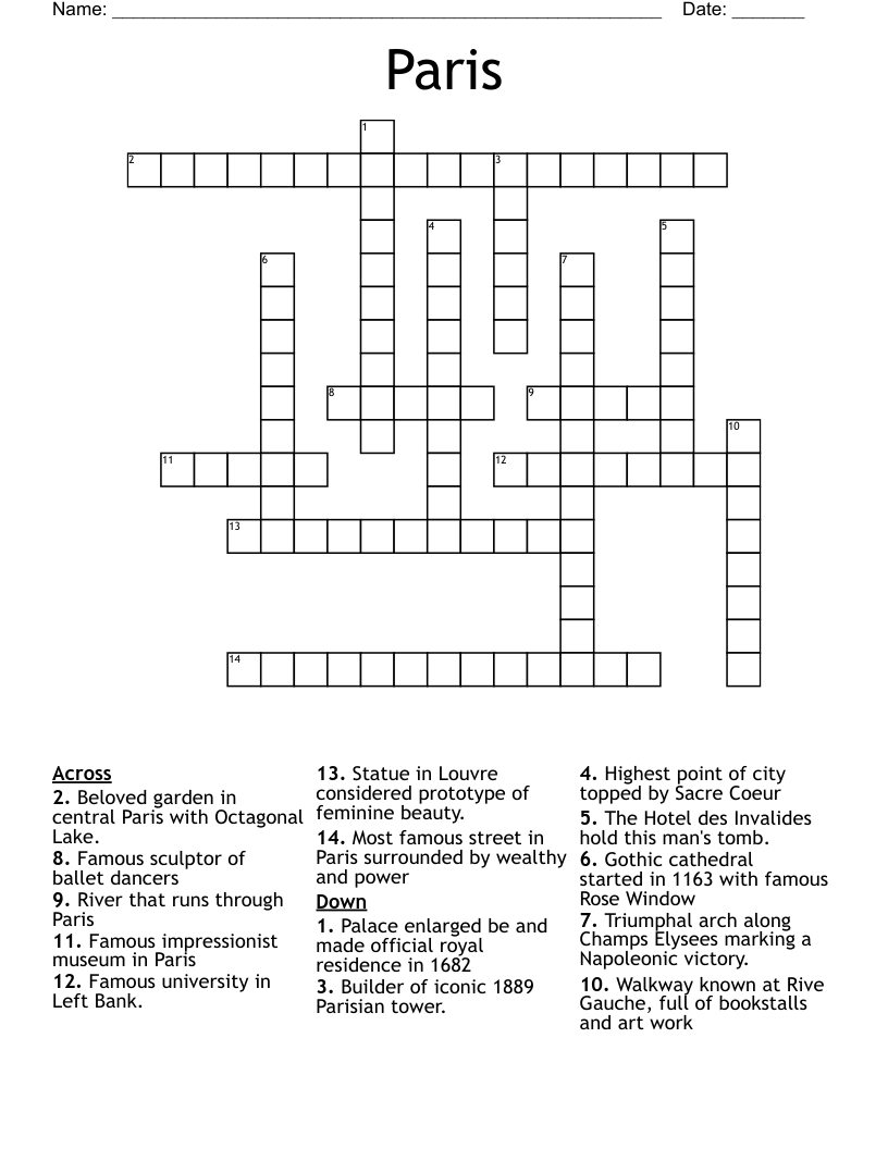 Paris Crossword WordMint