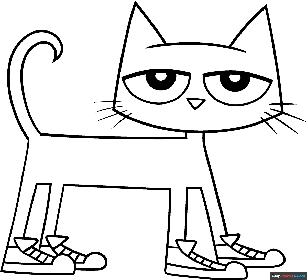 Pete The Cat Coloring Page Easy Drawing Guides
