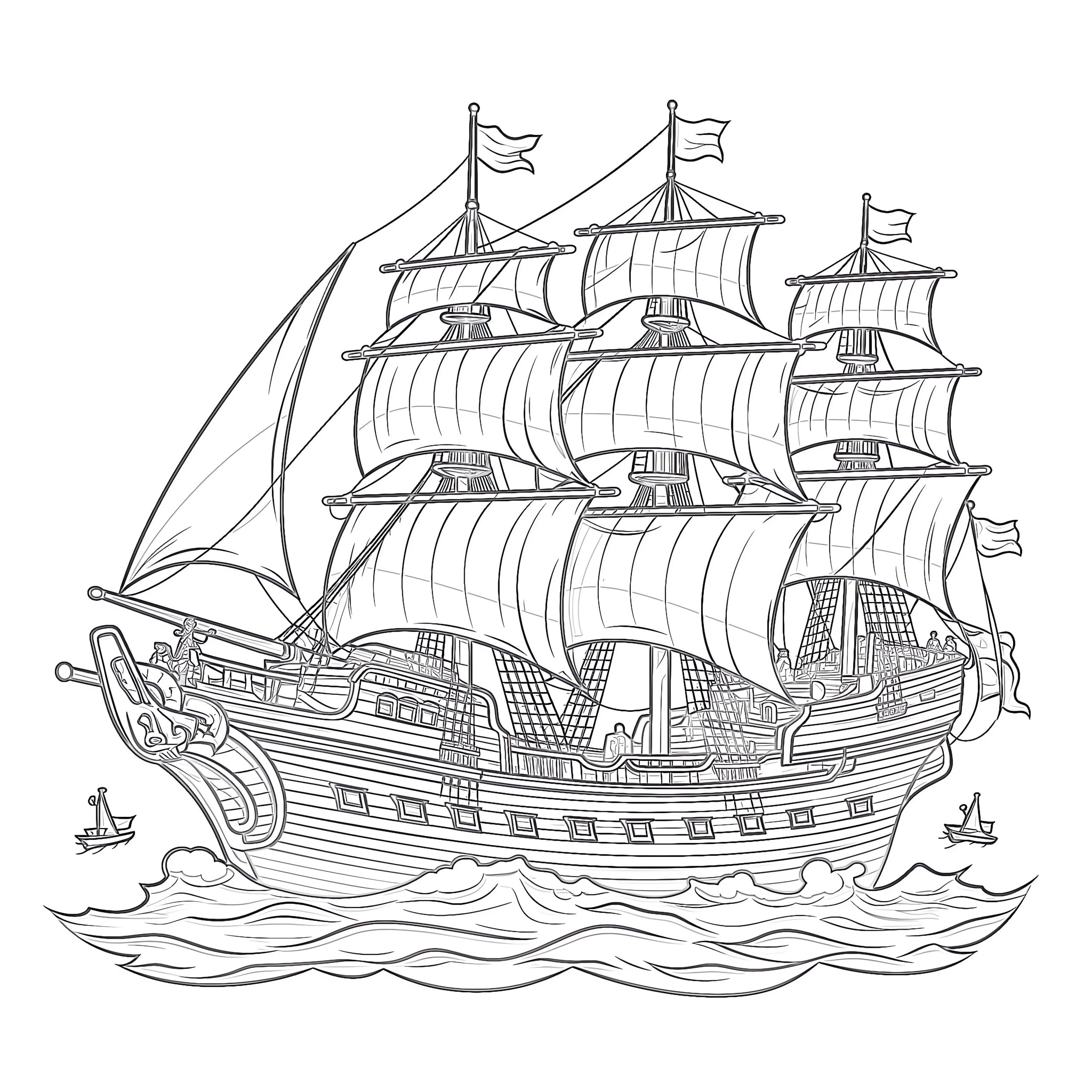 Pirates On The Ship Coloring Page Coloring Pages Mimi Panda