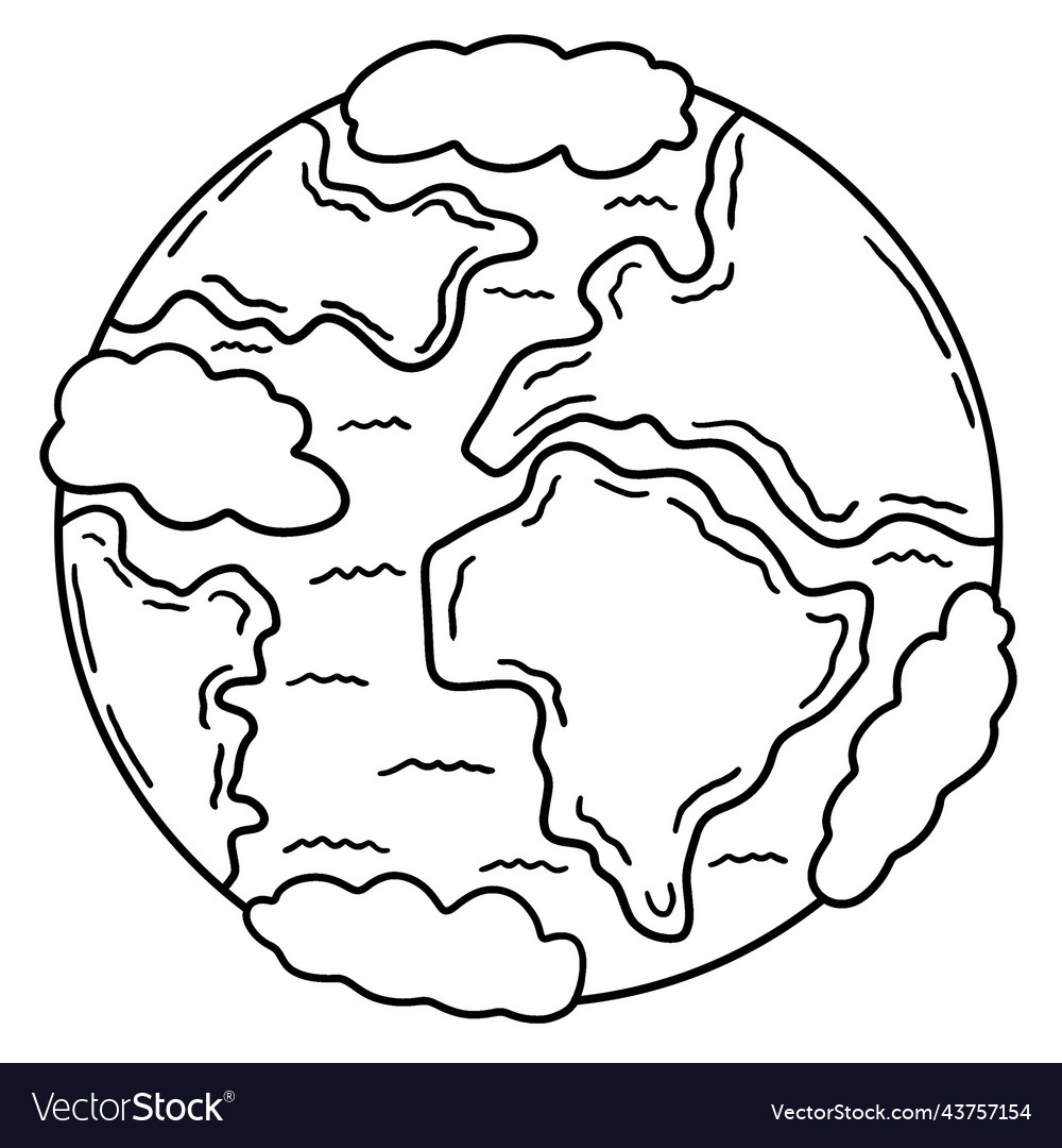 Planet Earth Isolated Coloring Page For Kids Royalty Free Vector VectorStock