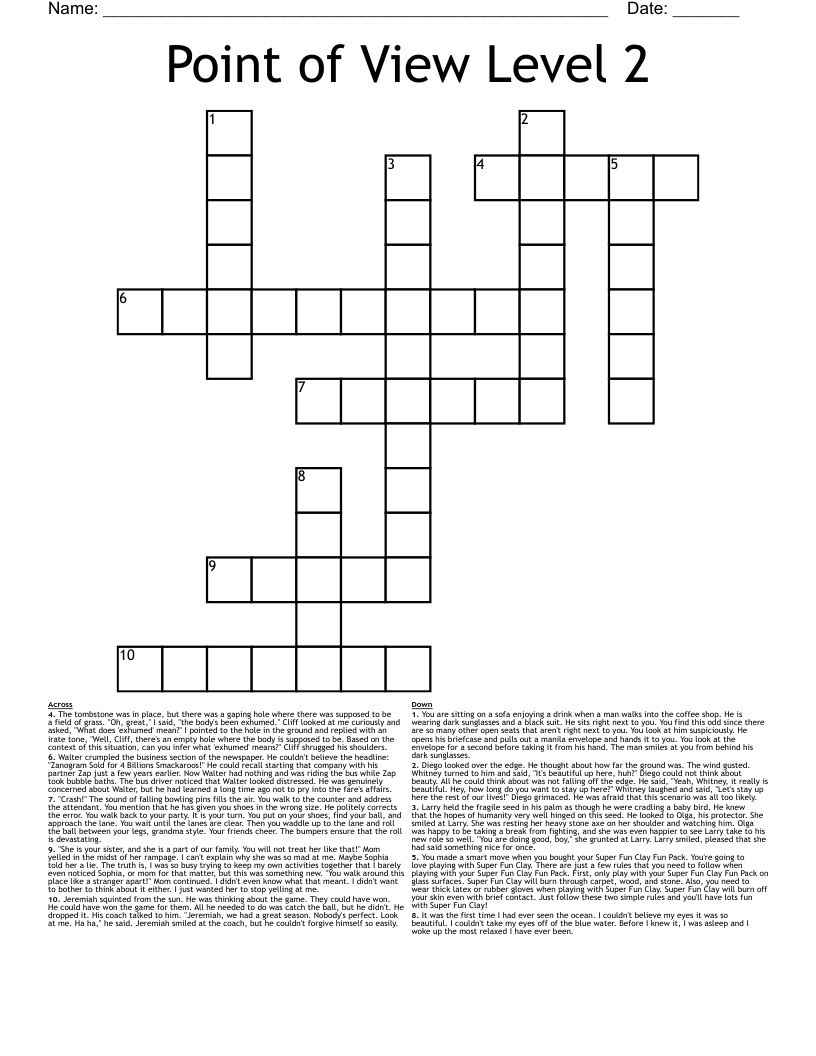 Point Of View Level 2 Crossword WordMint