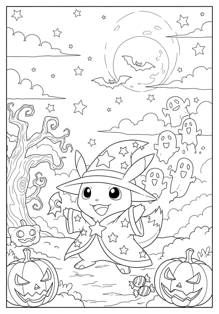 Pok mon Halloween Coloring Pages For Kids