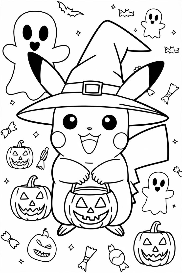 pokemon halloween coloring pages