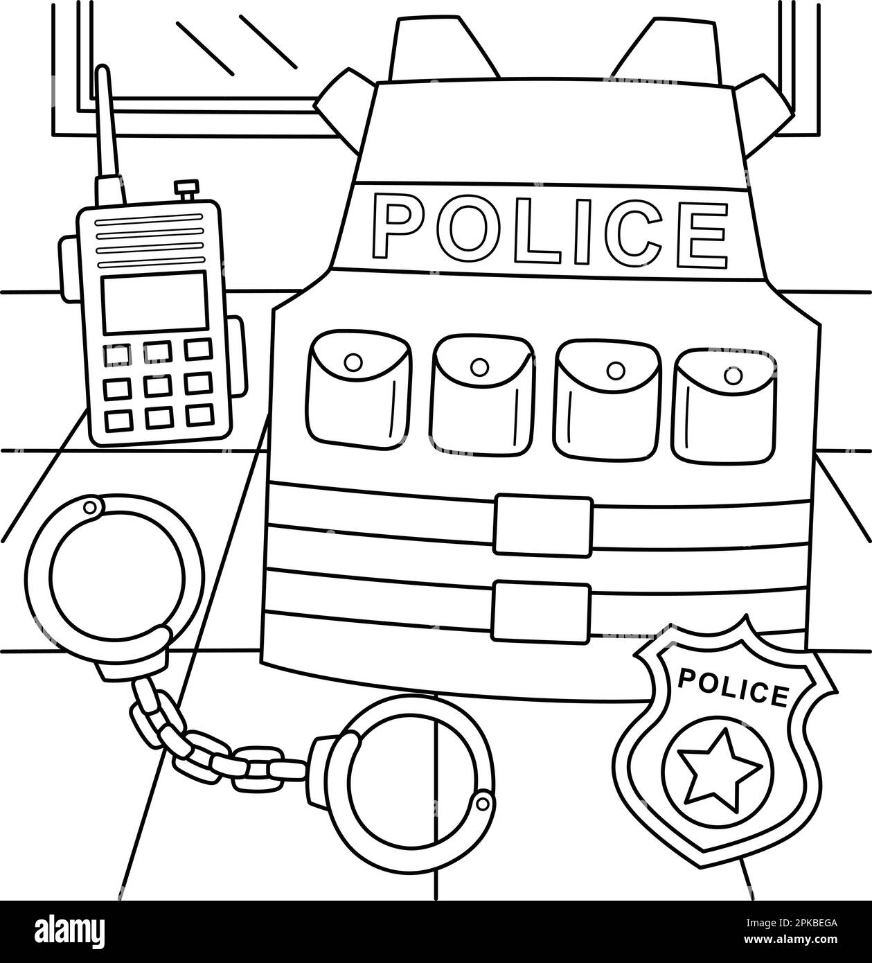 Police Officer Equipment Coloring Page For Kids Stock Vector Image Art Alamy Police Officer Equipment Coloring Page For Kids Stock Vector Image Art Alamy
