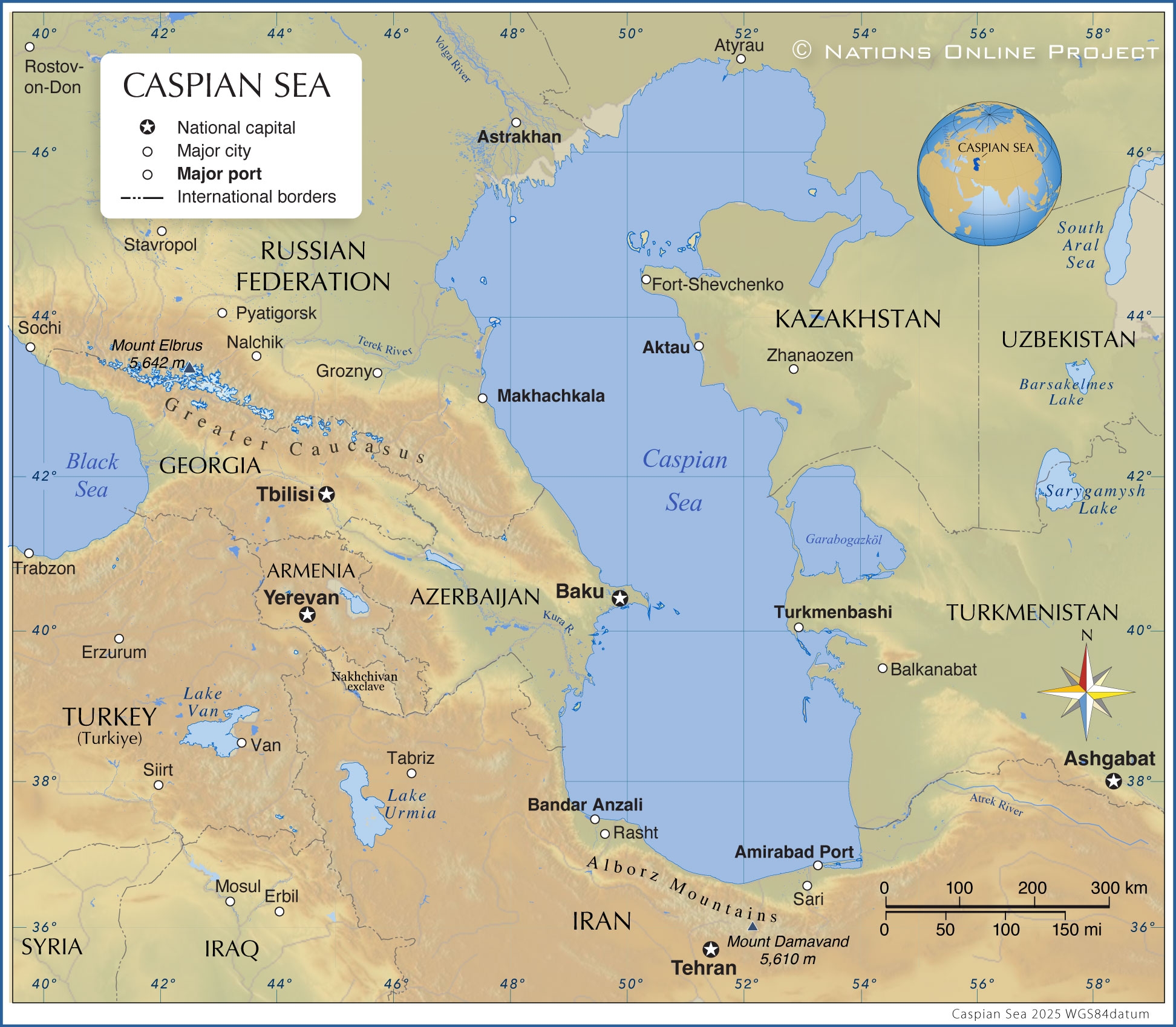 Political Map Of Caspian Sea Nations Online Project