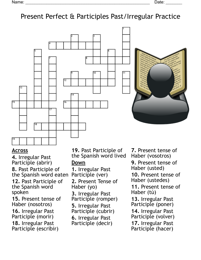 Present Perfect Participles Past Irregular Practice Crossword WordMint