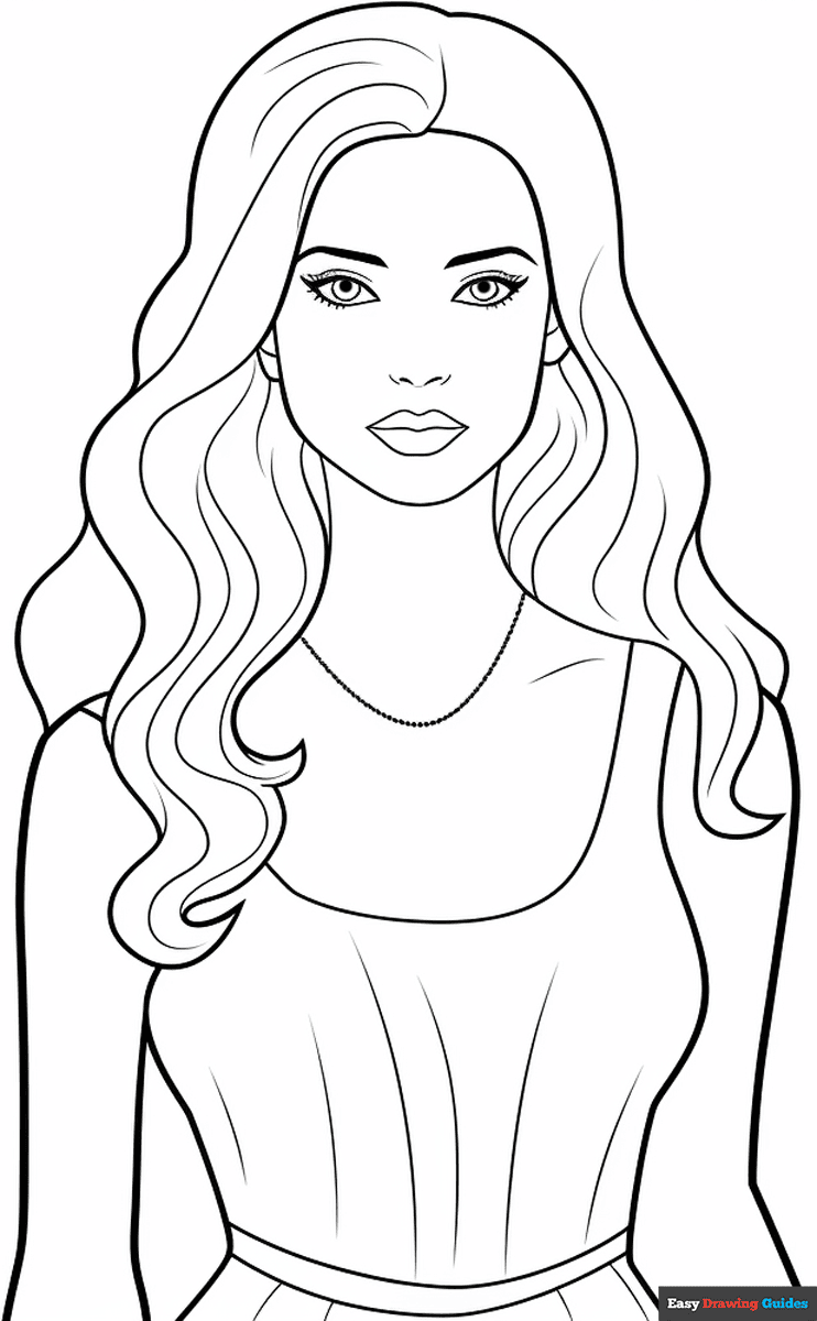 Pretty Barbie Coloring Page Easy Drawing Guides