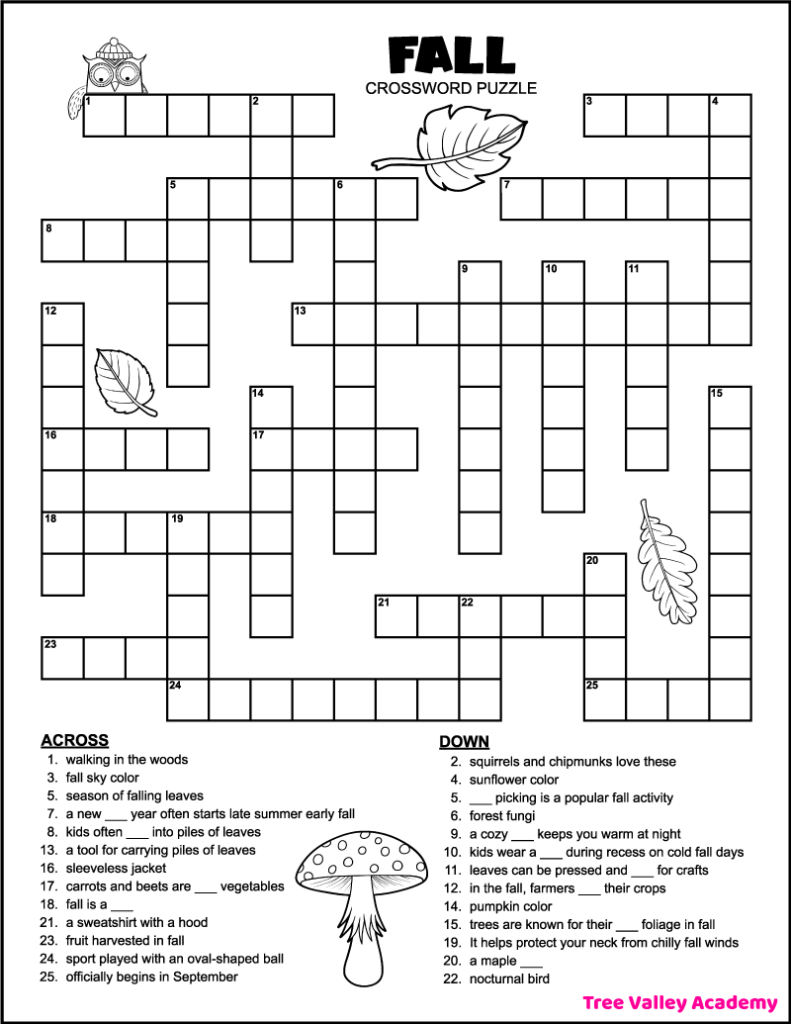 kids crossword puzzles printable
