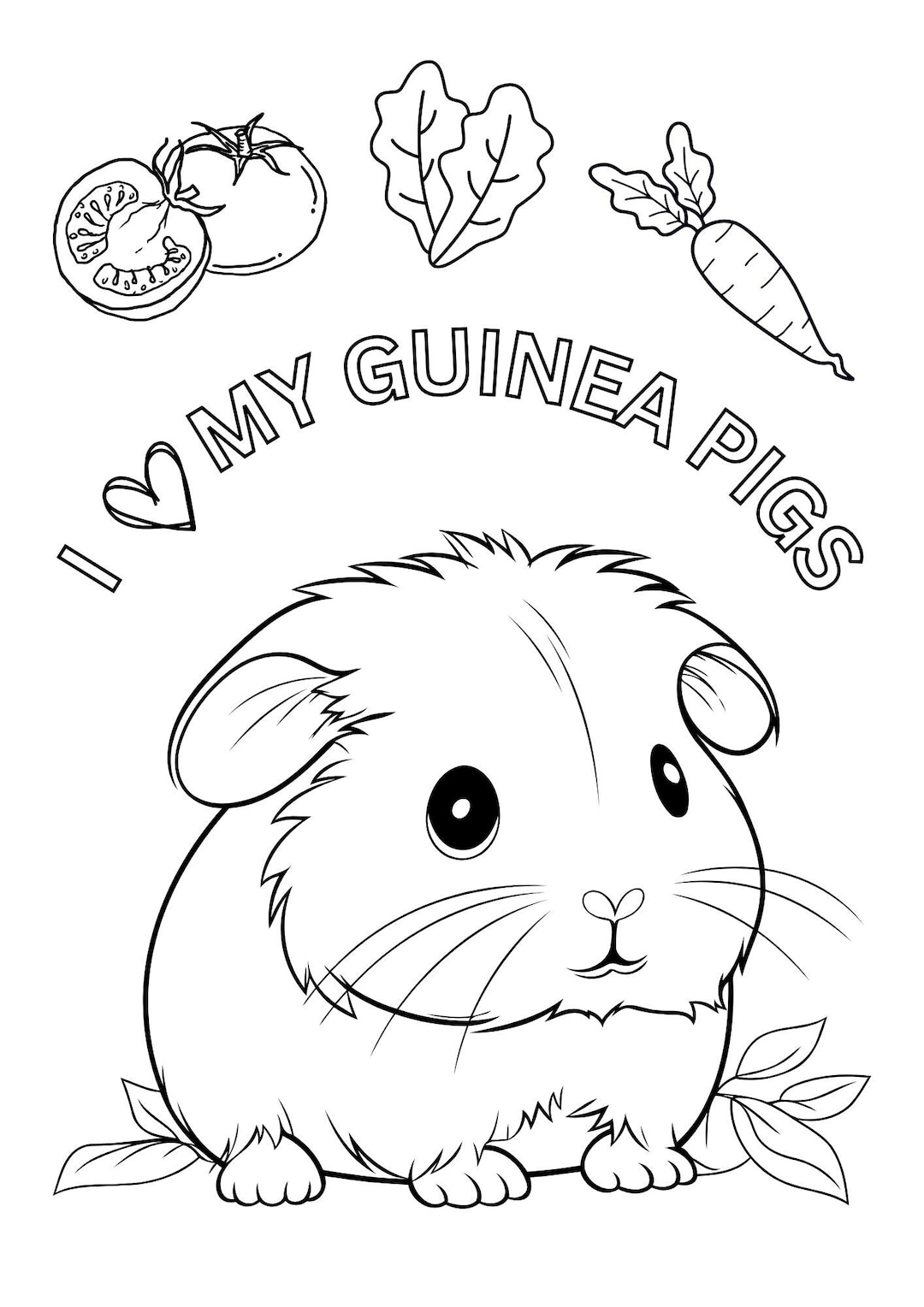 Printable Coloring Page Guinea Pigs Download Print Etsy